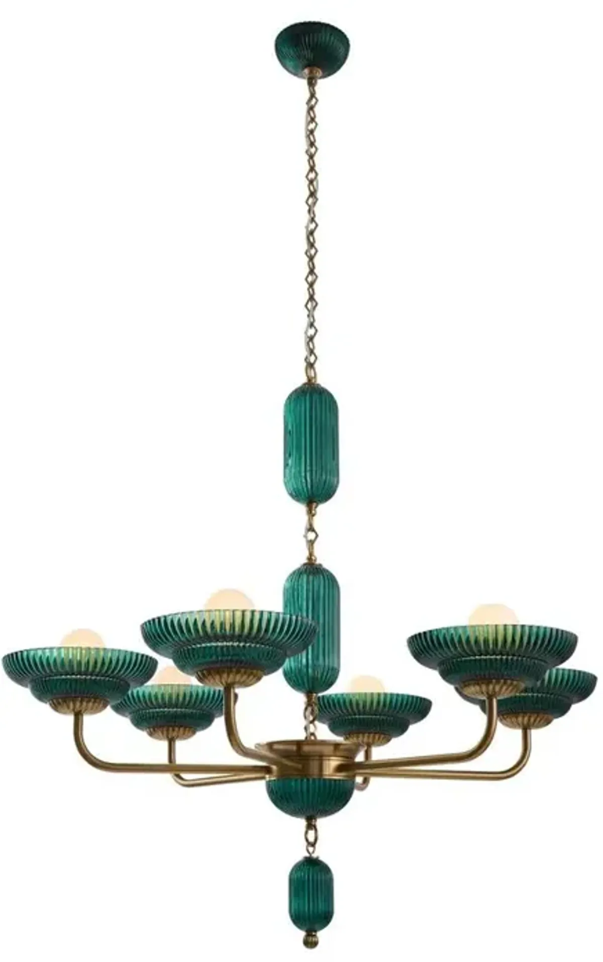 Belen Kox Peacock Green Glass 6 Lt Chandelier, Belen Kox