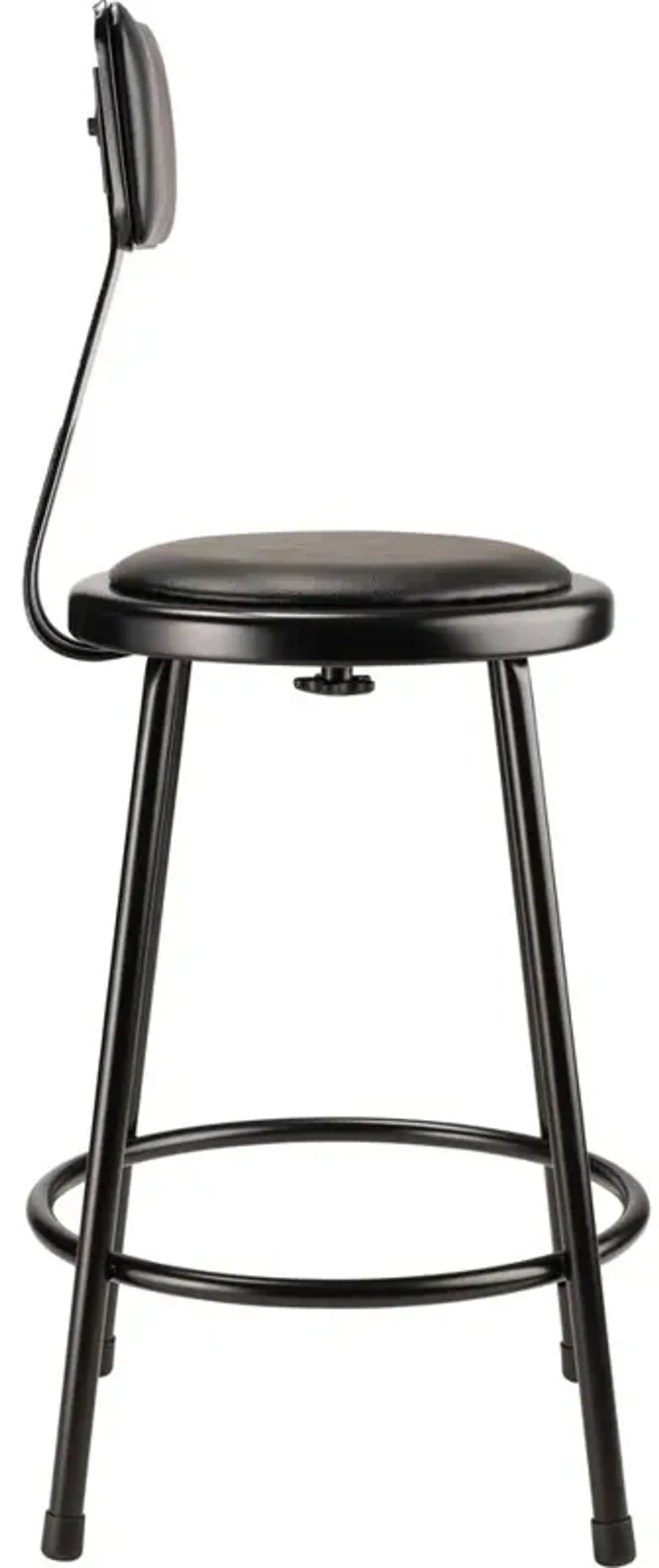 NPS® 24"Heavy Duty Vinyl Padded Steel Stool With Backrest, Black