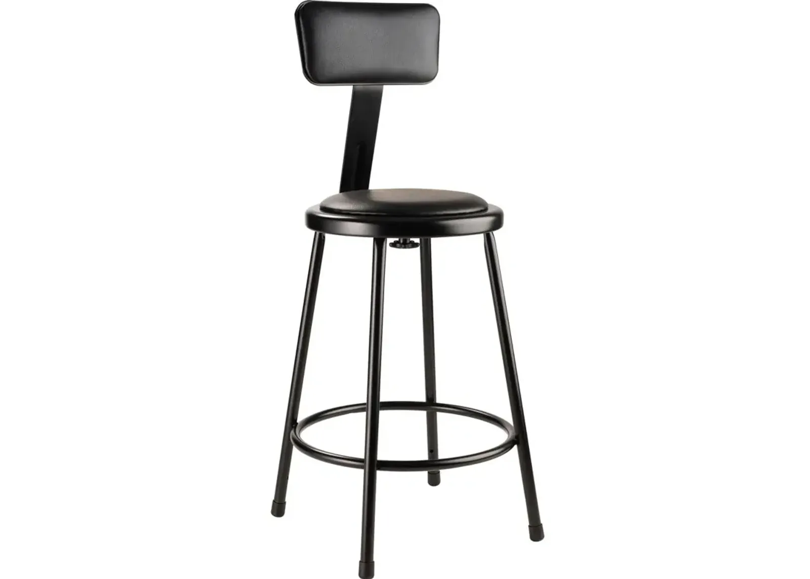 NPS® 24"Heavy Duty Vinyl Padded Steel Stool With Backrest, Black