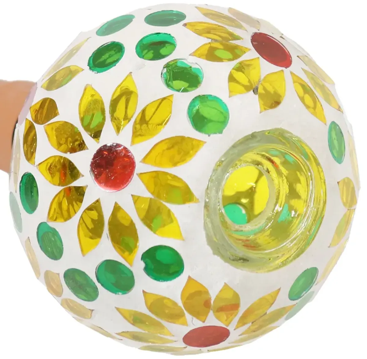 Sunnydaze Mosaic Glass Watering Globe with Clay Spike