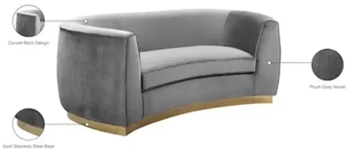 Meridian Furniture Julian Grey Velvet Loveseat