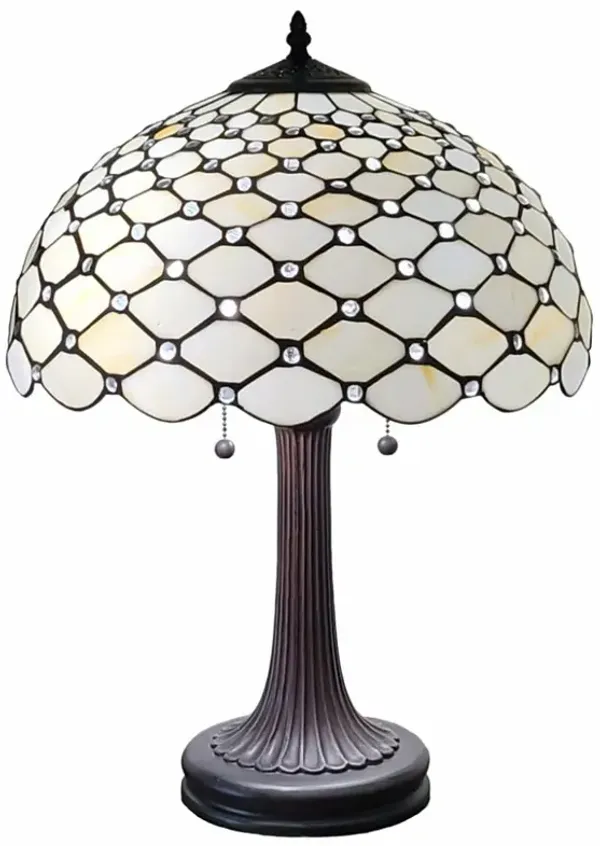Hivvago 23" Dark Brown Metal Two Light Candlestick Table Lamp With White Shade