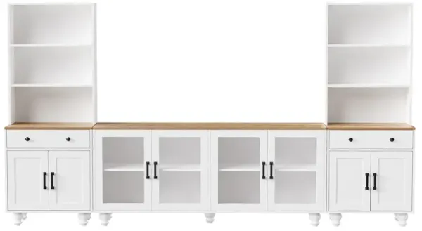 Merax Farmhouse TV Stand with Bookshelves Set