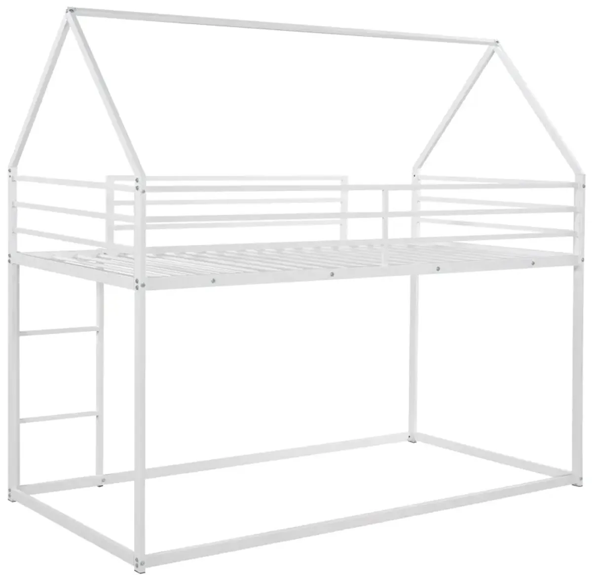 Twin over Twin House Bunk Bed with Built-in Ladder