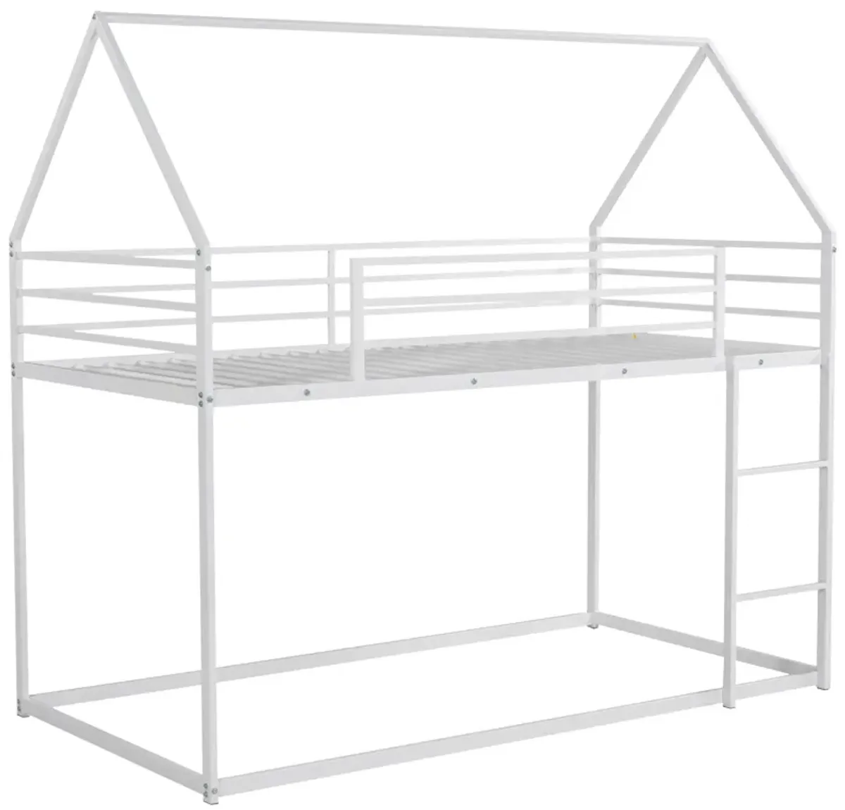 Twin over Twin House Bunk Bed with Built-in Ladder