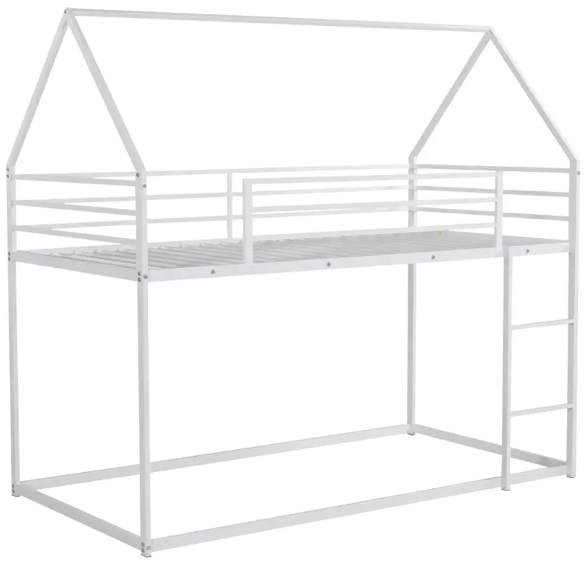 Twin over Twin House Bunk Bed with Built-in Ladder