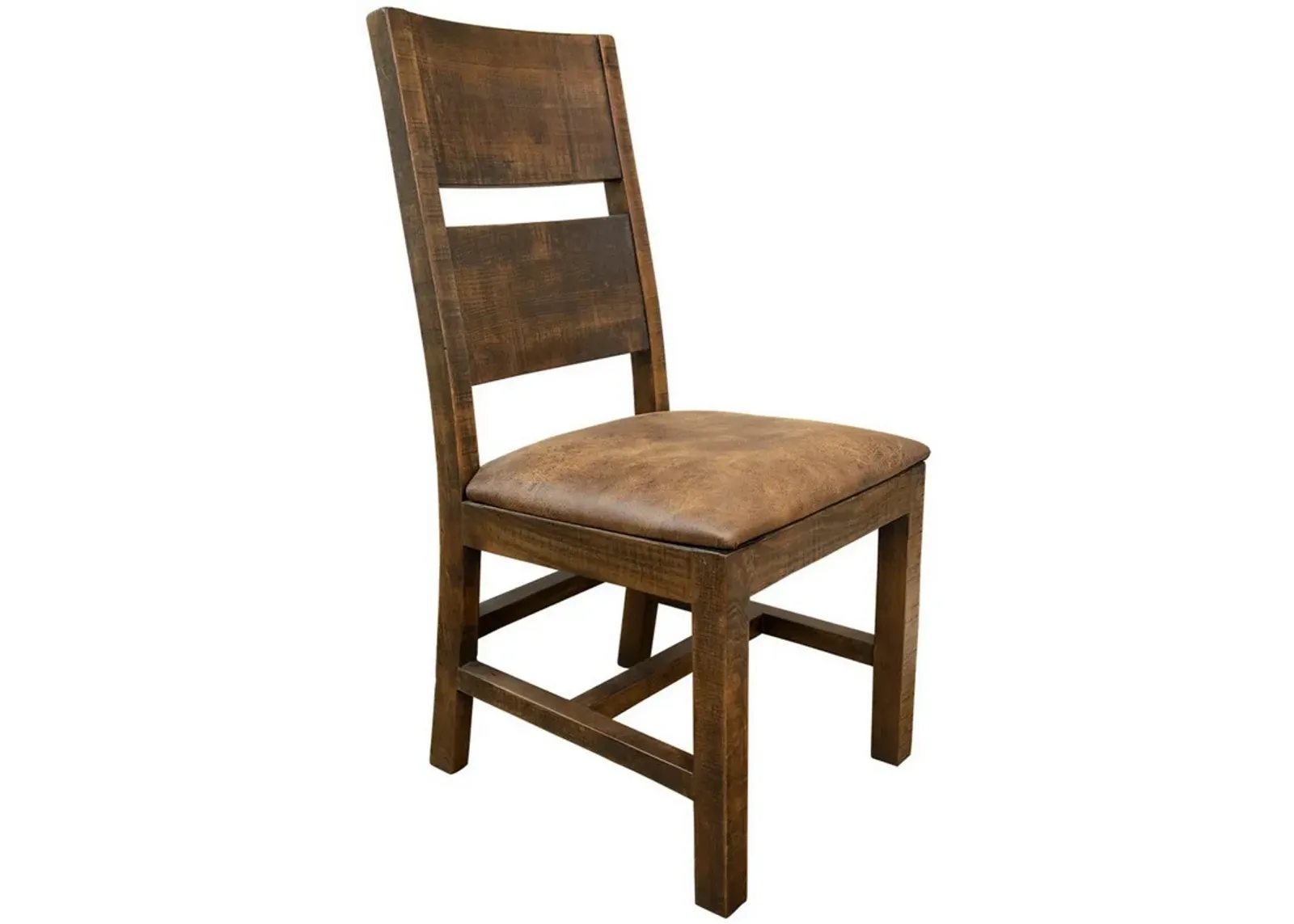 Ross 22 Inch Dining Chair with Faux Leather Seat, Mango Wood, Dark Brown-Benzara