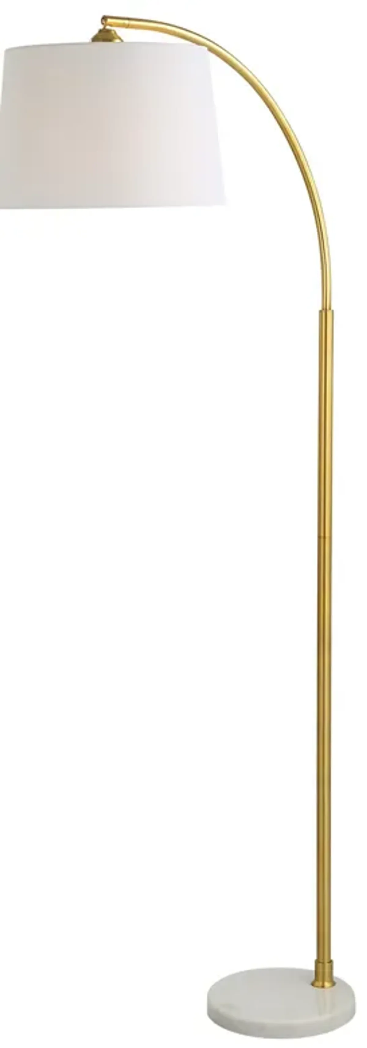 65 Inch Arc Floor Lamp with Adjustable Shade, Marble Base, Gold, White-Benzara