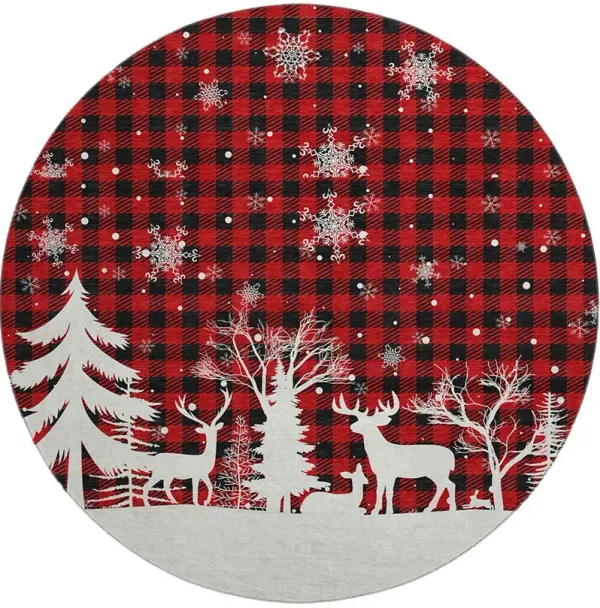 Merry & Bright MY26 Red 8' Round Rug
