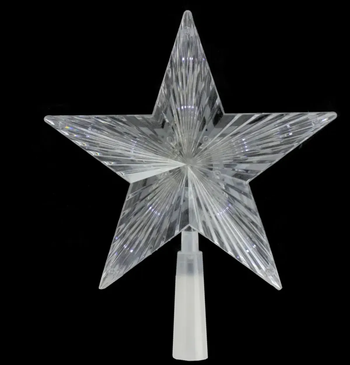 8" Pre-Lit Clear Crystal Star Christmas Tree Topper - Clear LED Lights