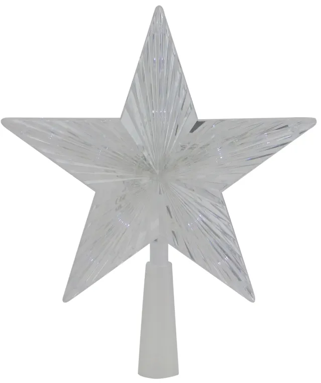 8" Pre-Lit Clear Crystal Star Christmas Tree Topper - Clear LED Lights