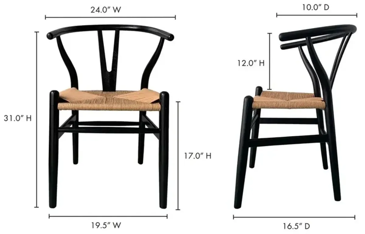 Moe's Home Collection Ventana Dining Chair Black And Natural-Set Of Two