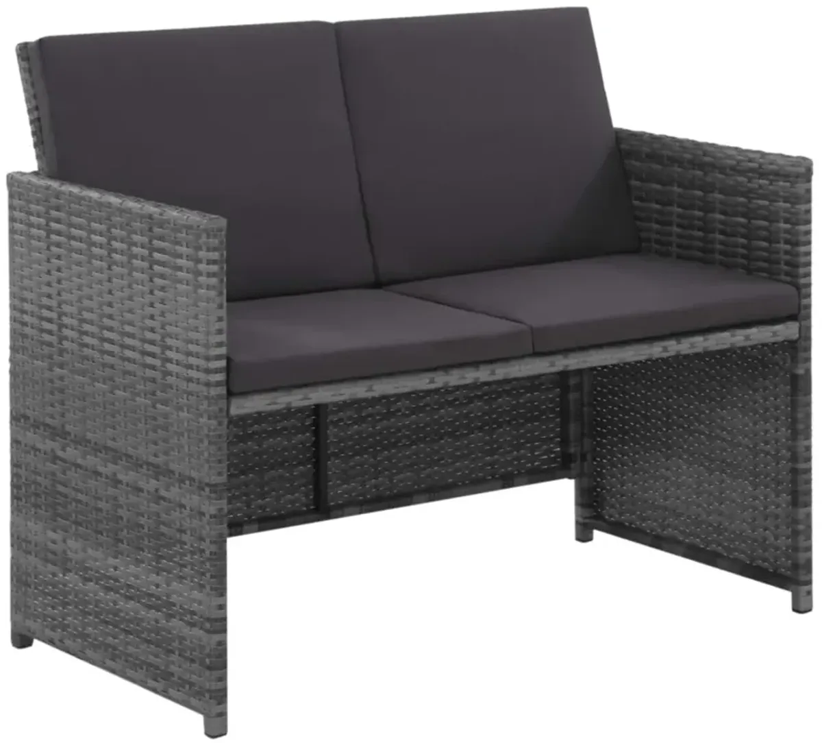 vidaXL 6 Piece Outdoor Dining Set with Cushions Poly Rattan Gray