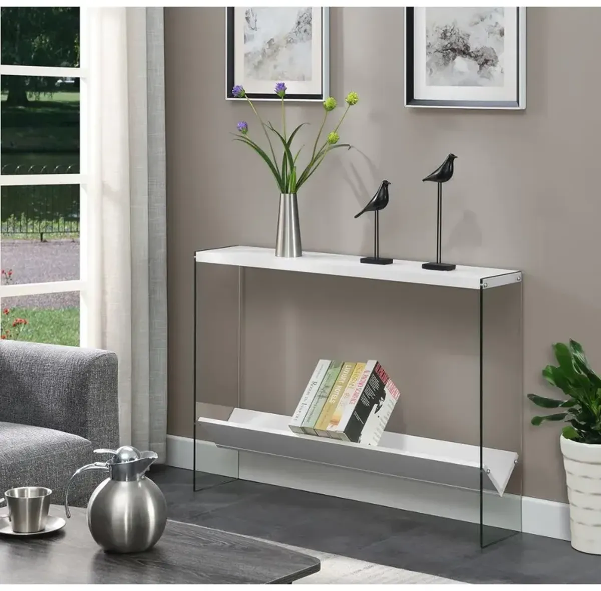 Convenience Concepts SoHo V Console Table with Shelf, R4-0552