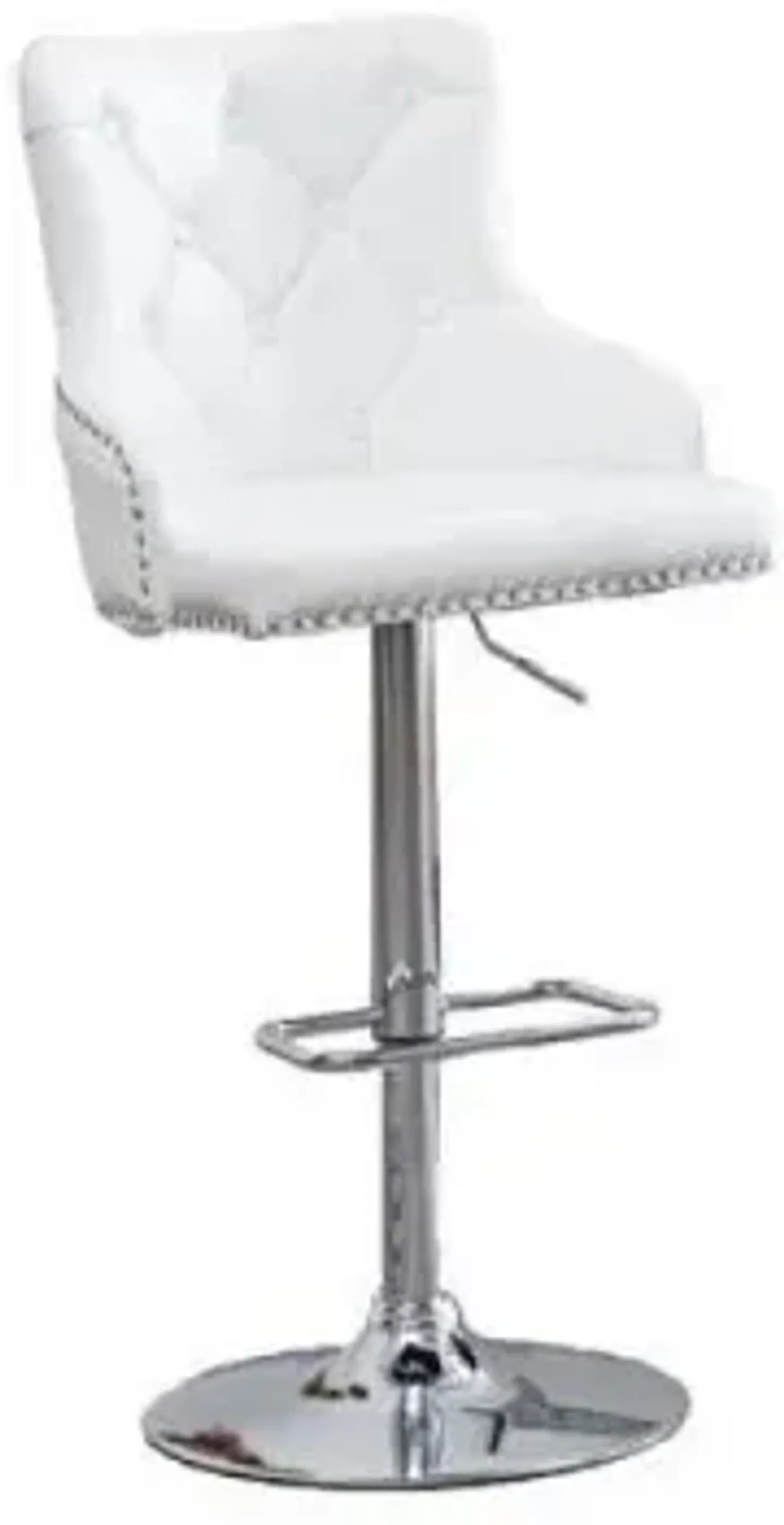 Faux Leather Adjustable Bar Stool in White, Set of 2, White