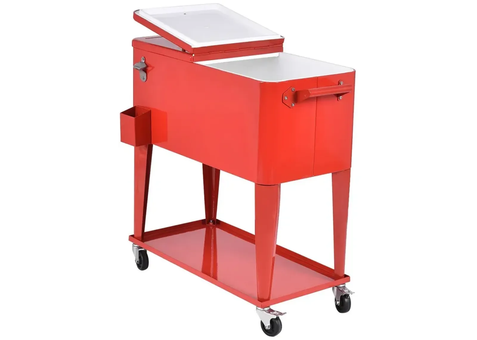 Hivvago 80 Quart Red Sturdy Rolling Steel Construction Cooler