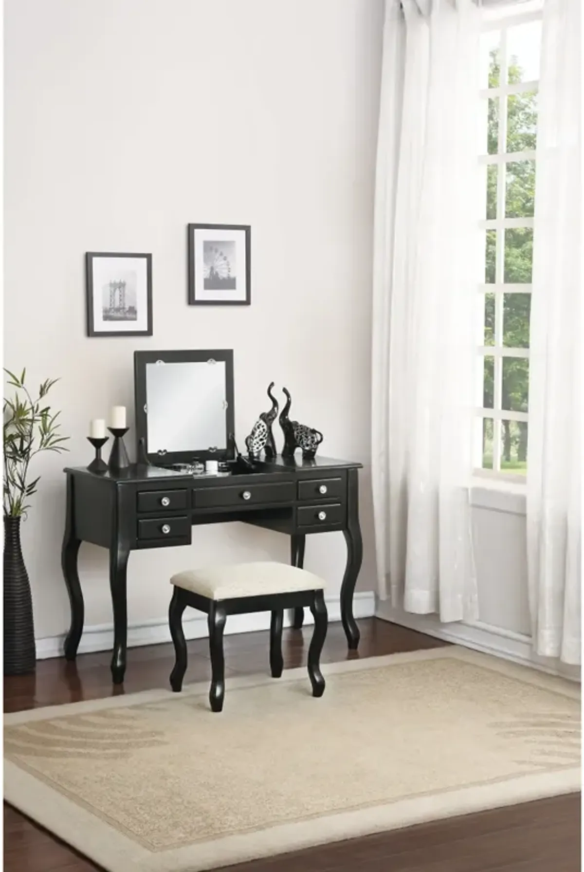 Classic Vanity Set with Stool and Mirror