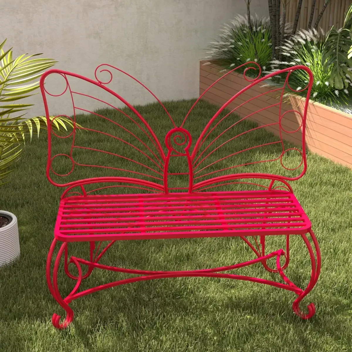 Butterfly Cast Metal Garden Bench, Outdoor Bench Patio Seat, Park Bench Outdoor Seating for Garden, Yard, Park, Entryway