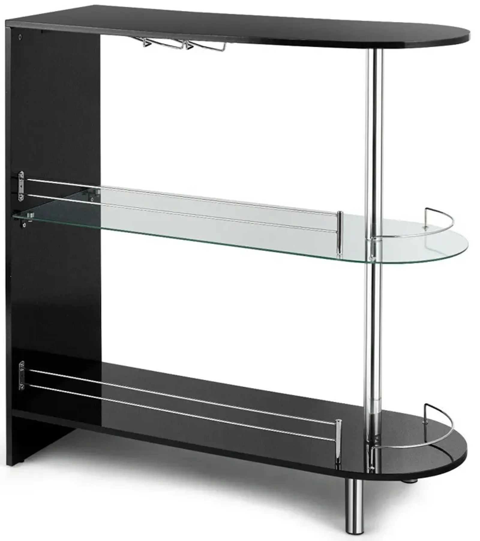 2-holder Bar Table with Tempered Glass Shelf