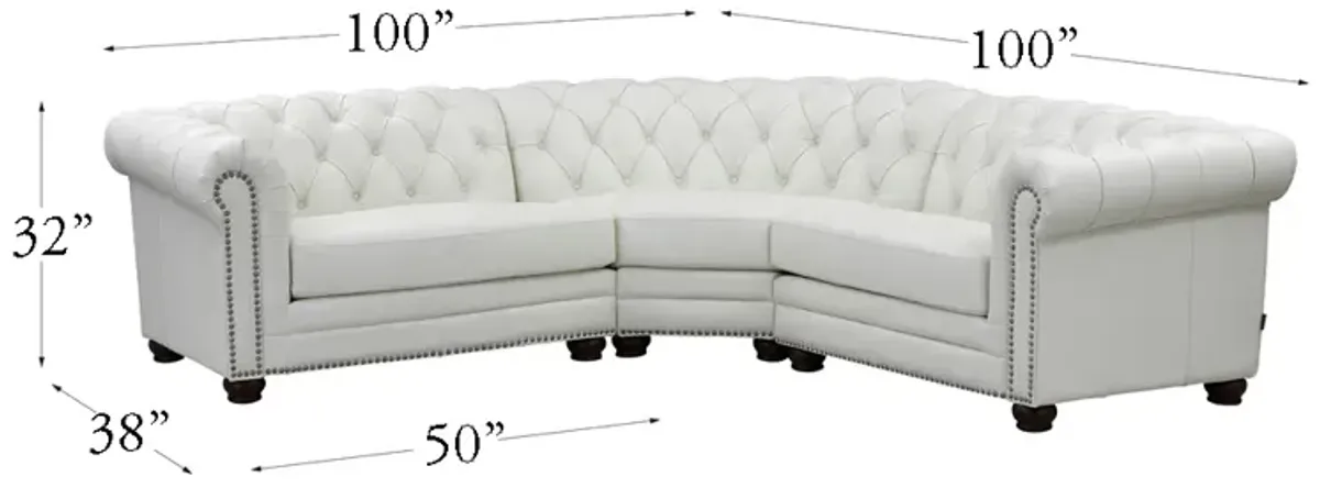 Aliso Top Grain Leather Symmetrical Chesterfield Sectional