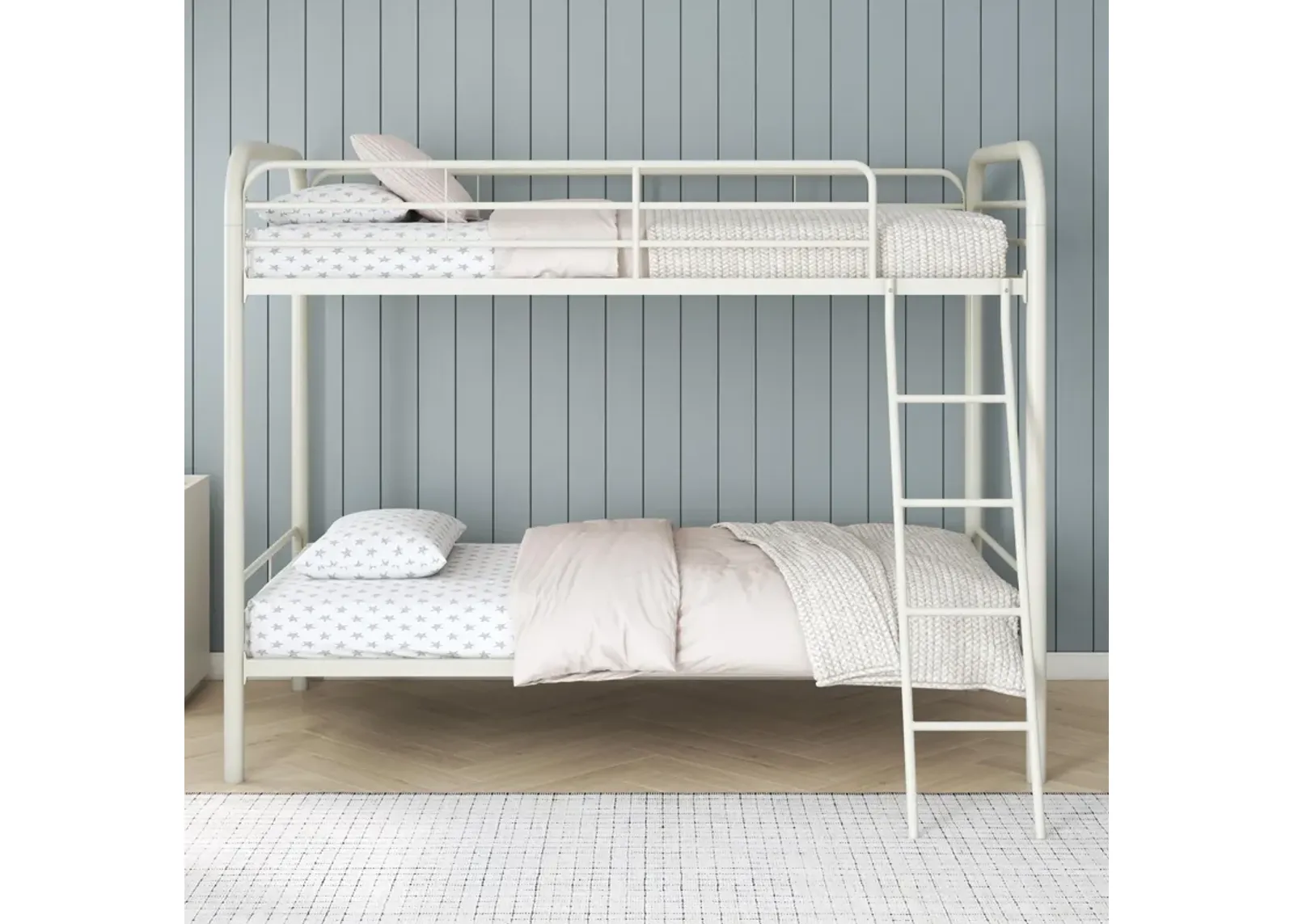 Atwater Living Eeva Twin over Twin Metal Bunk Bed with Rounded Safety Railings