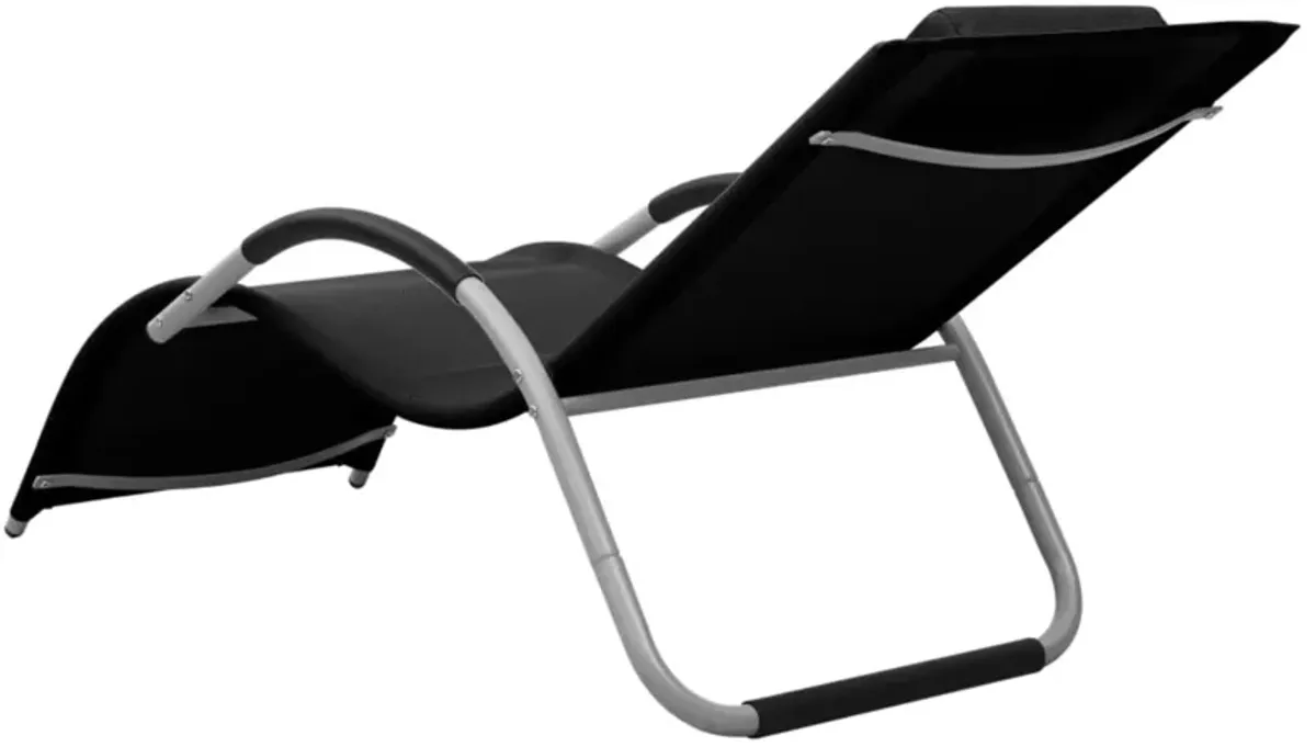 vidaXL Sun Lounger Textilene Black and Gray