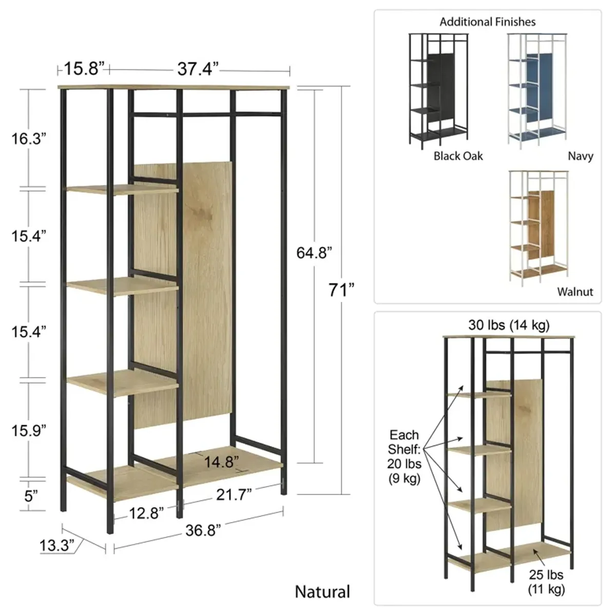 Ameriwood Home Modine Open Wardrobe