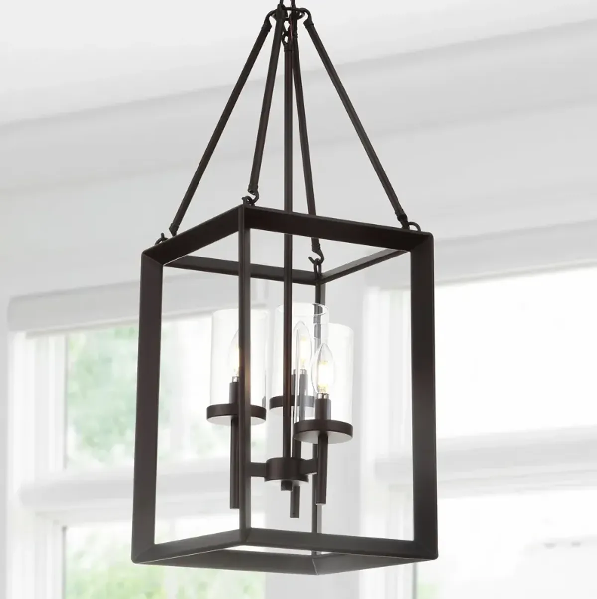 Anna 12" 3-light Metal/Glass LED Pendant, Oil Rubbed Bronze