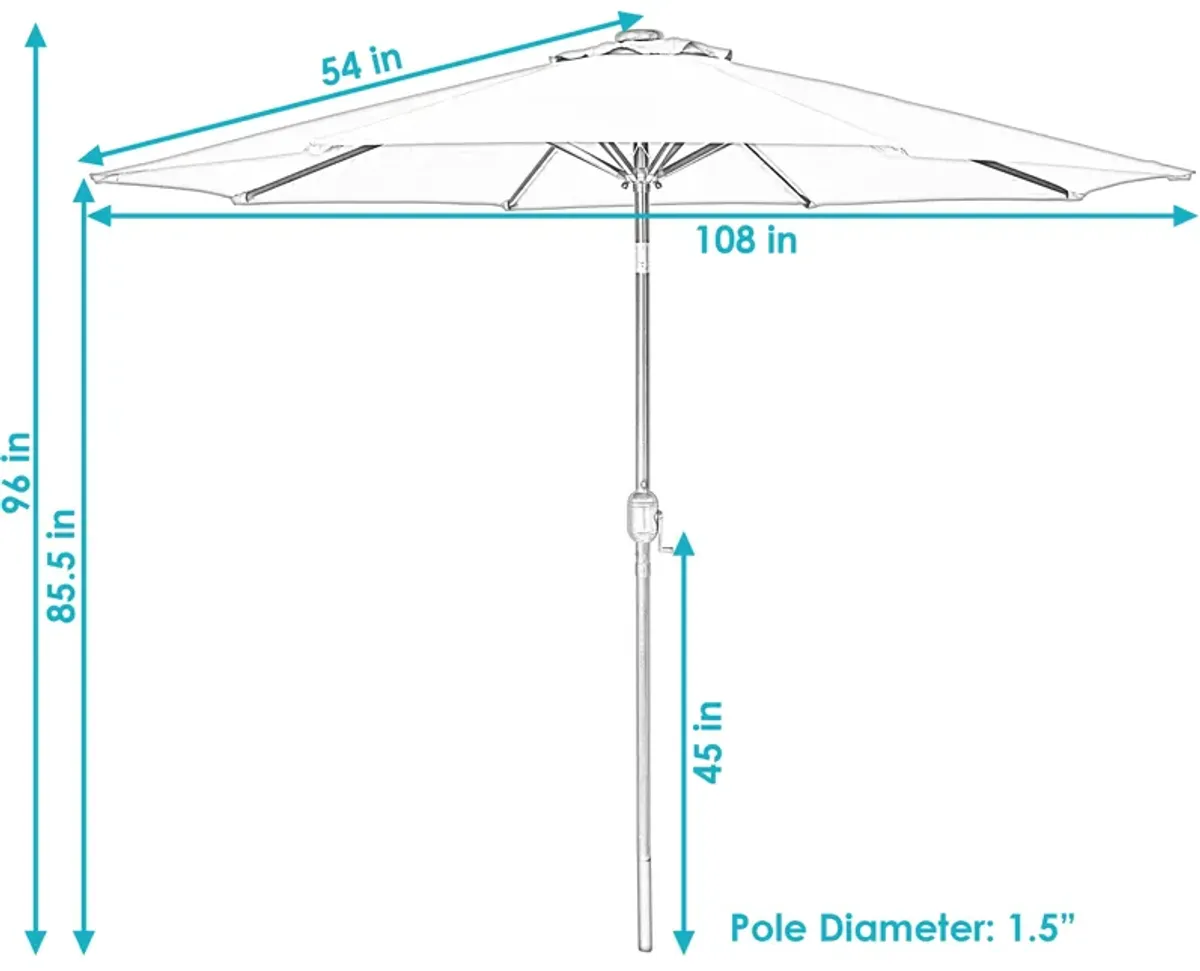 Sunnydaze 9 ft Solar Aluminum Patio Umbrella with Tilt and Crank