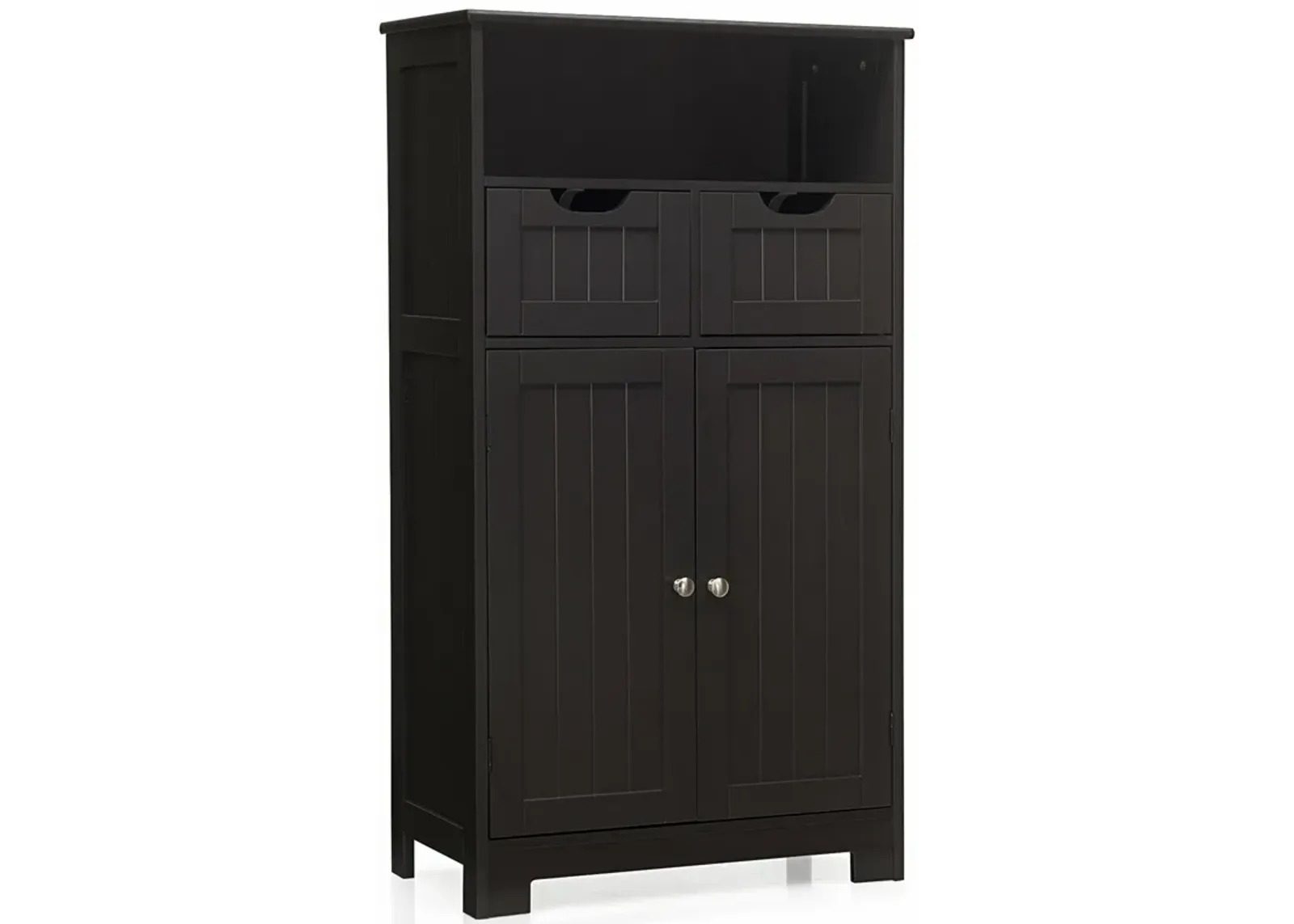 Costway Bathroom Floor Cabinet Wooden Storage Organizer w/Drawer Doors Espresso