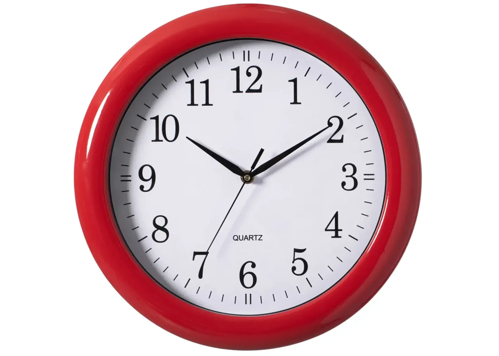 13.75 Inch Plastic Red Round Battery Operated Simple Modern Wall Clock - Office, Classroom, Living Room, Dining Room, Bedroom and Kitchen Wall Decor