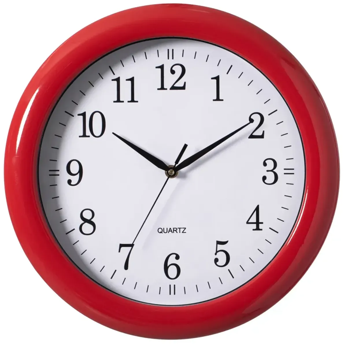 13.75 Inch Plastic Red Round Battery Operated Simple Modern Wall Clock - Office, Classroom, Living Room, Dining Room, Bedroom and Kitchen Wall Decor