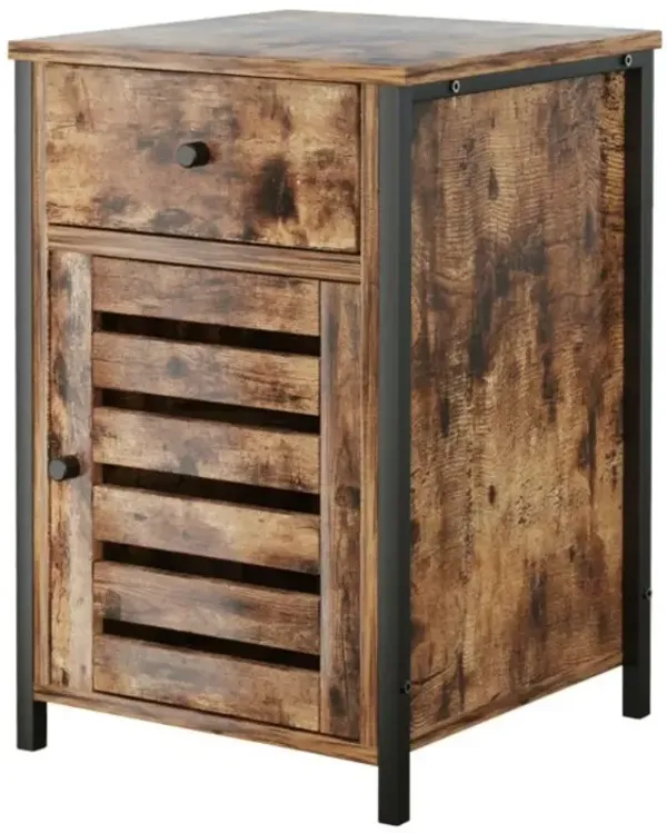 Hivago Industrial Nightstand with Drawer and Adjustable Shelf