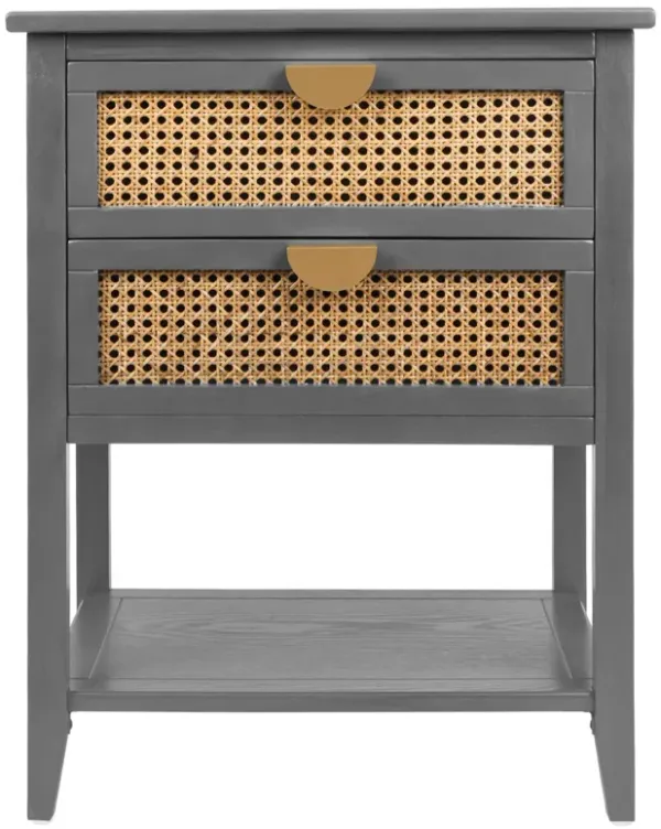 MONDAWE Nightstands with 2 Drawers, Rattan Night Stand Bedside Table End Table Standing Storage Cabinet for Entryway, Living Room, Bedroom