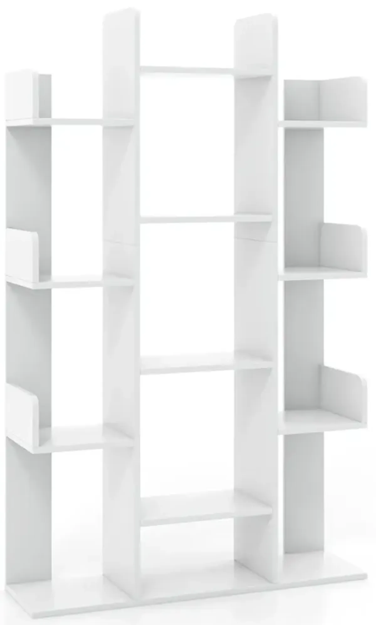 Tree-Shaped Bookshelf with 13 Compartments-White