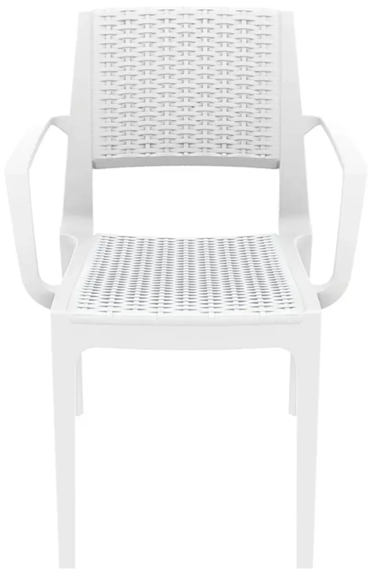 32" White Outdoor Patio Wickerlook Dining Arm Chair