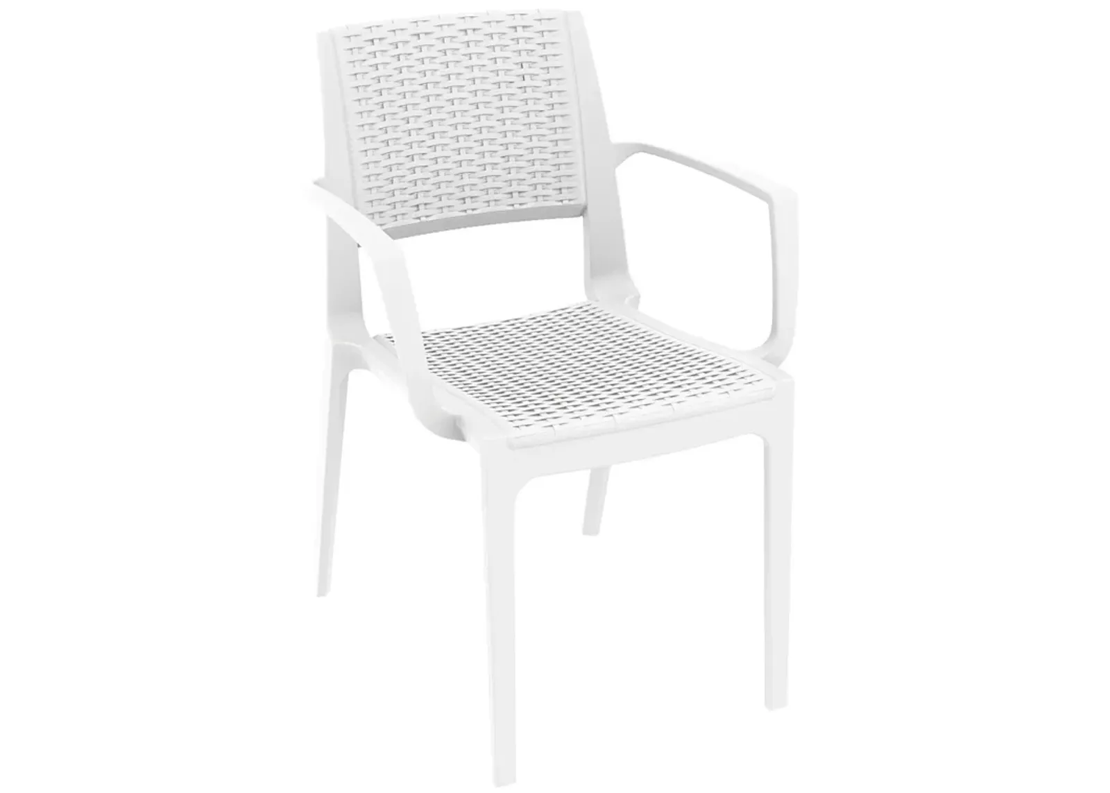 32" White Outdoor Patio Wickerlook Dining Arm Chair