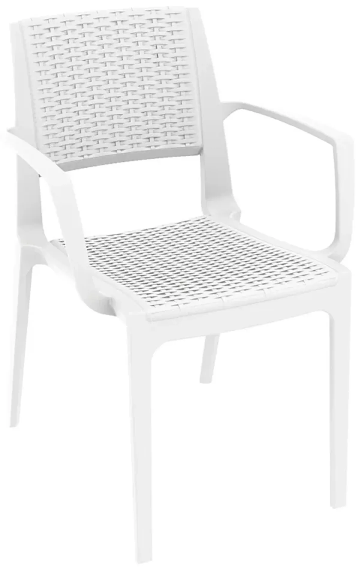 32" White Outdoor Patio Wickerlook Dining Arm Chair