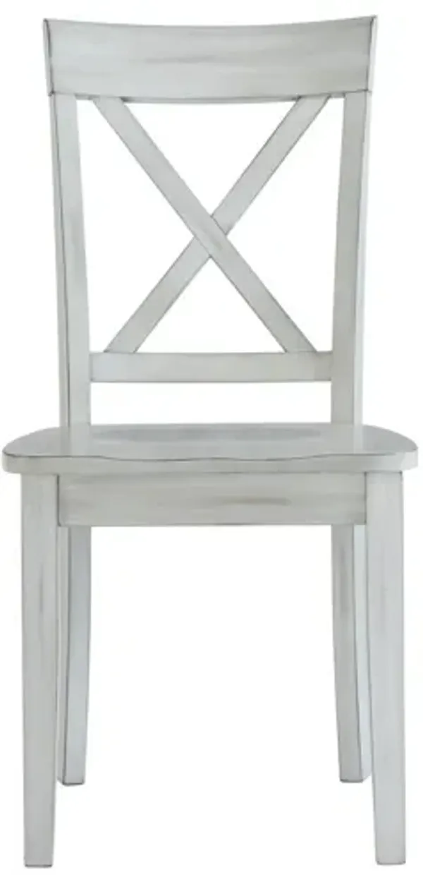 Wooden Dining Chair with X Shaped Back, Set of 2, White-Benzara