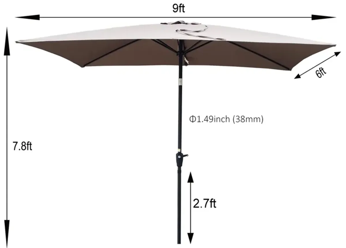 Waterproof Patio Umbrella with Tilt and Crank