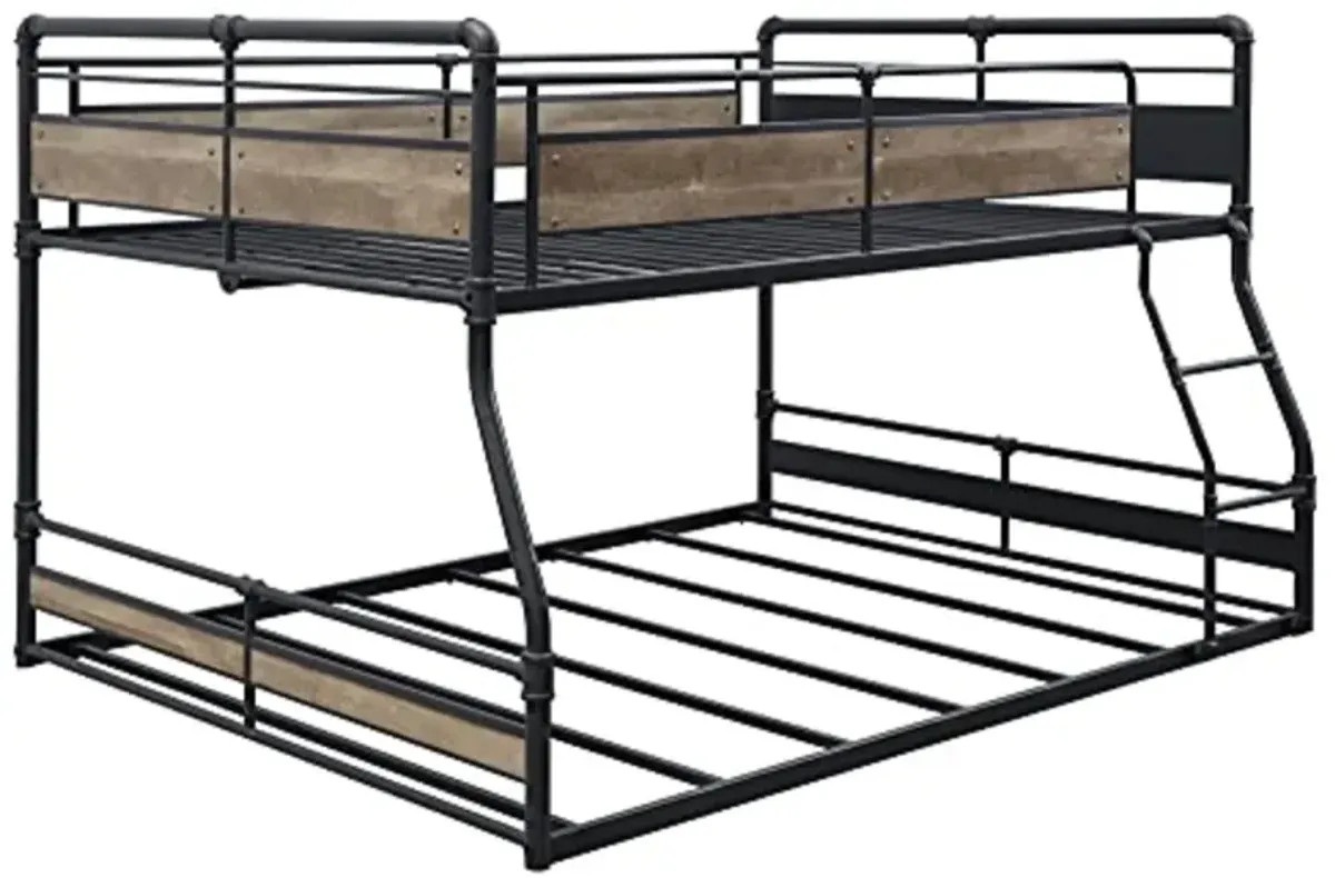 Full/Queen Bunk Bed Antique Oak, Sandy Black & Dark Bronze Hand-Brushed Finish