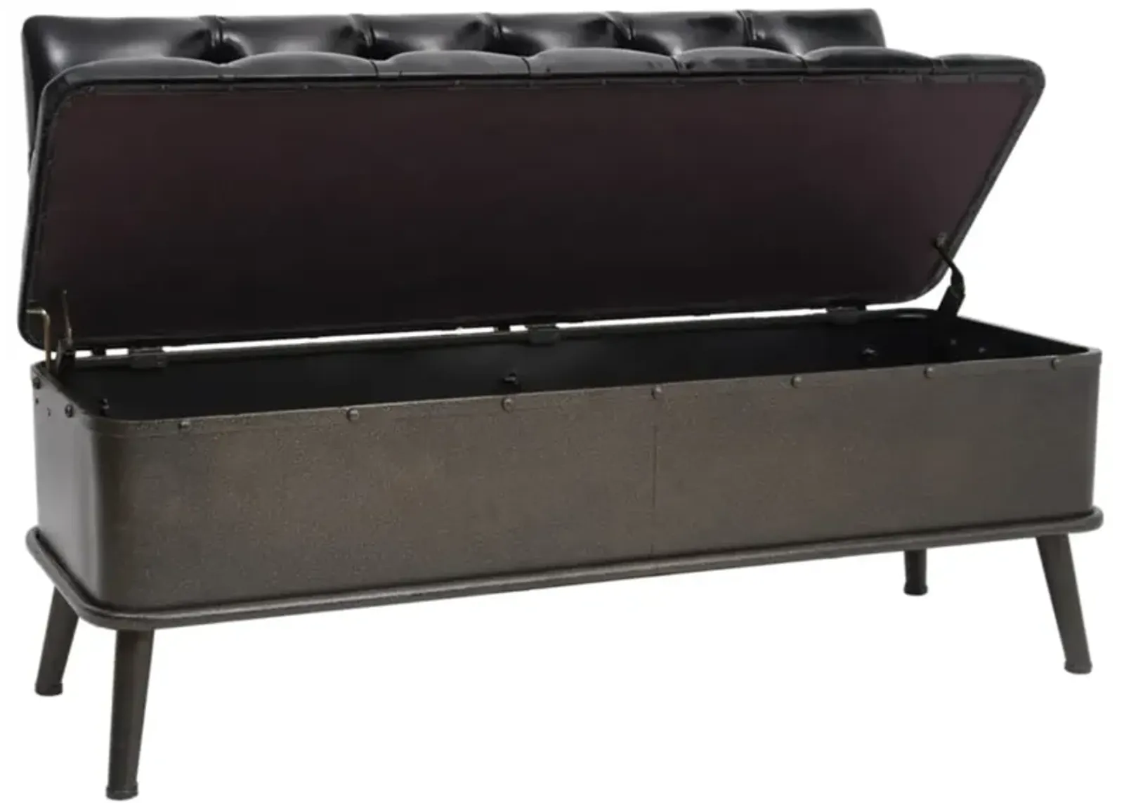 vidaXL Storage Bench with Backrest 43.3" Black Faux Leather