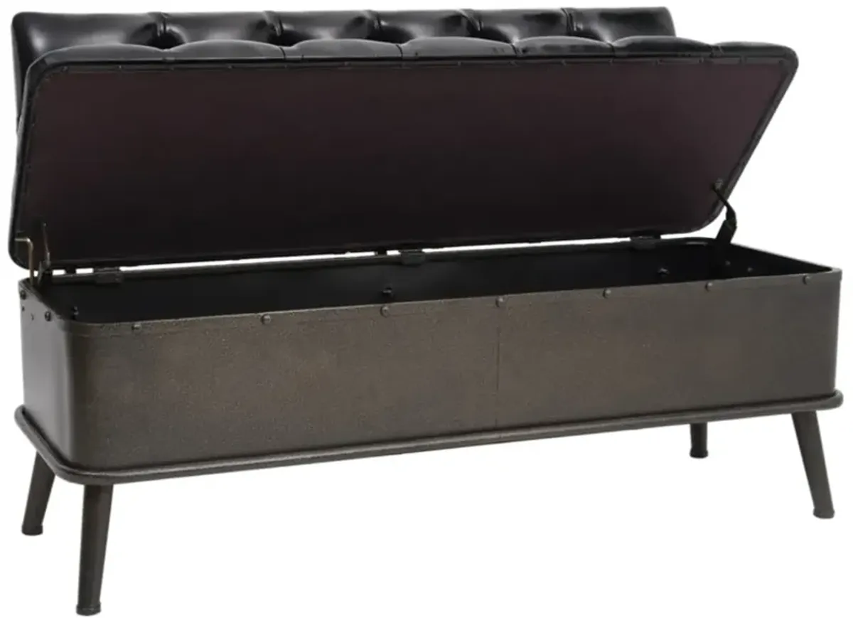 vidaXL Storage Bench with Backrest 43.3" Black Faux Leather