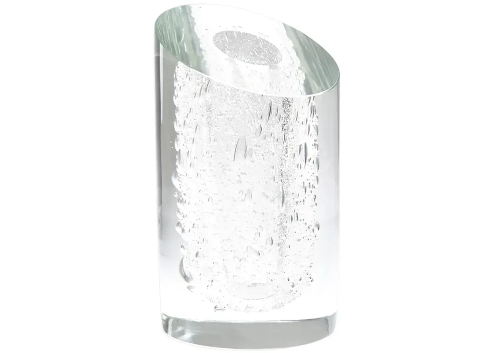 Slant Vase-Clear with Bubbles