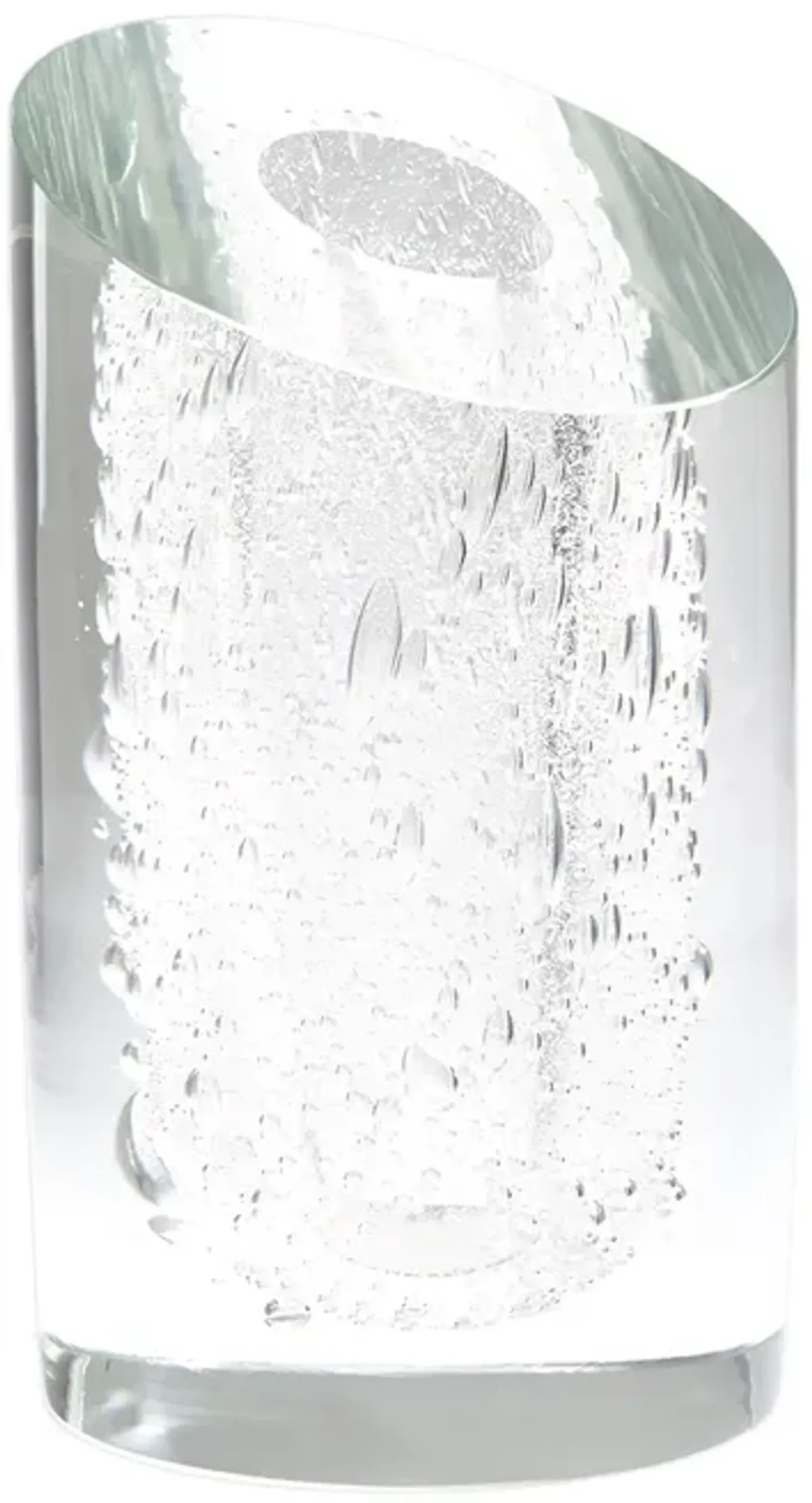 Slant Vase-Clear with Bubbles