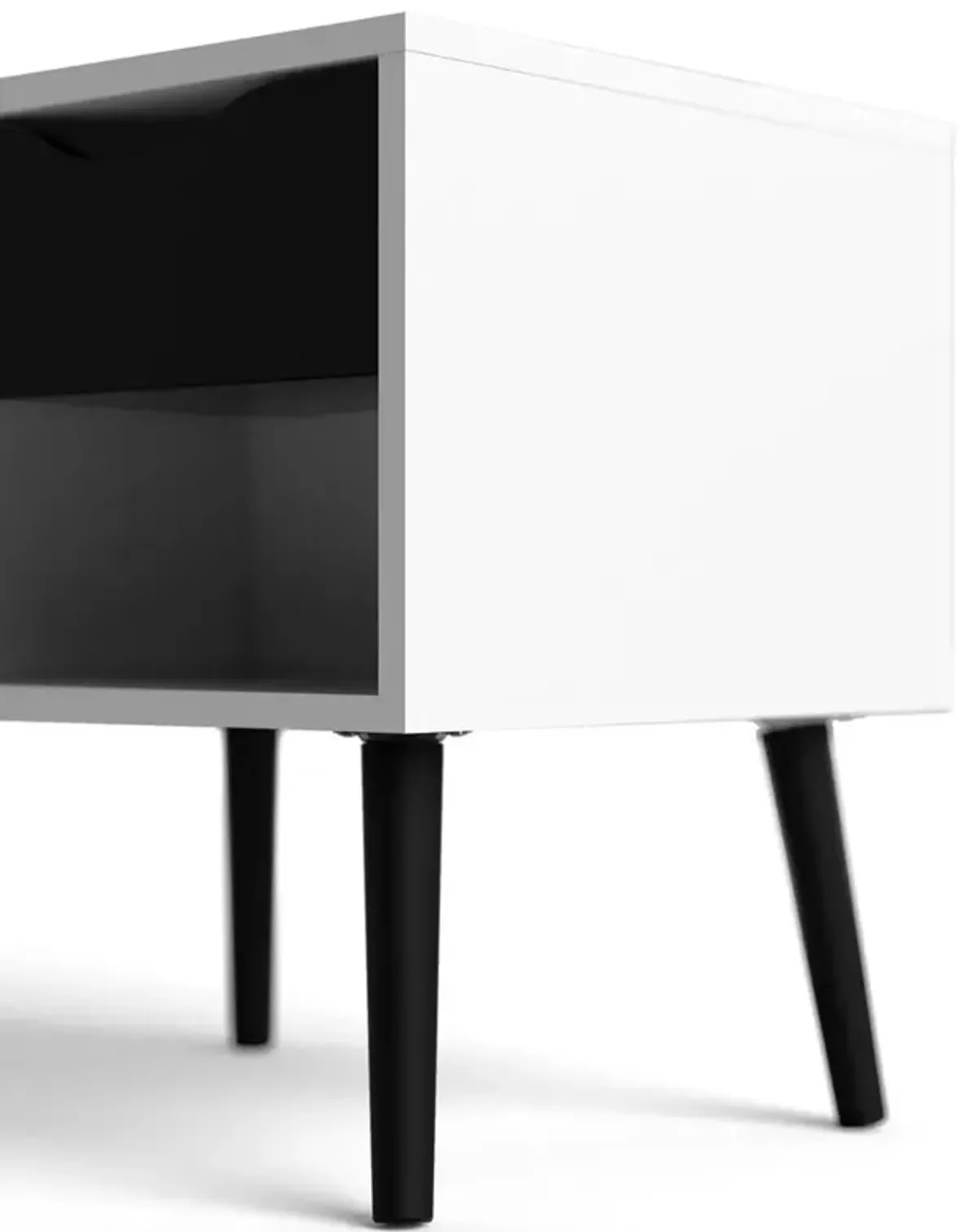 Tvilum Diana 1 Drawer Nightstand, White/Black Matte