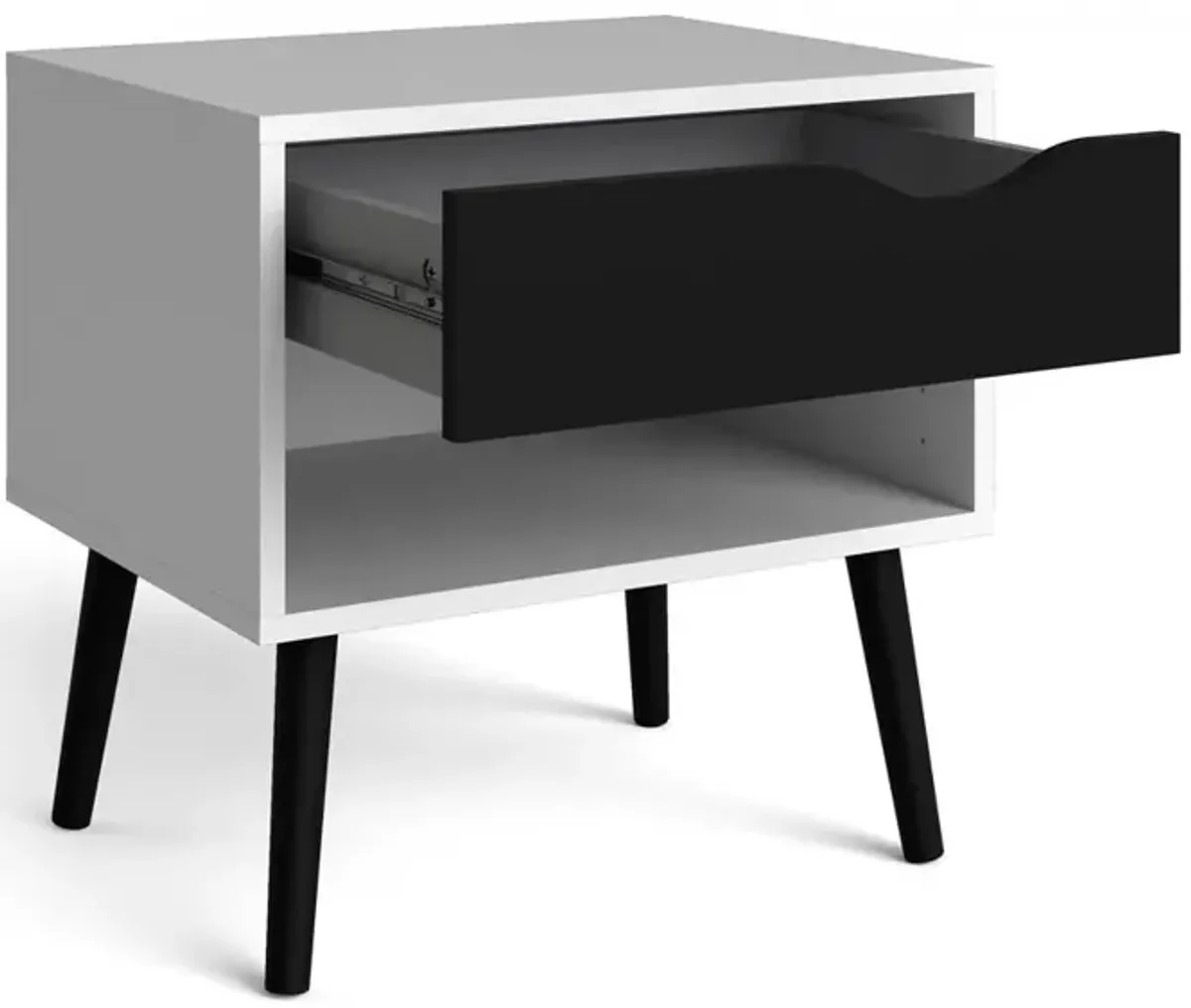 Tvilum Diana 1 Drawer Nightstand, White/Black Matte