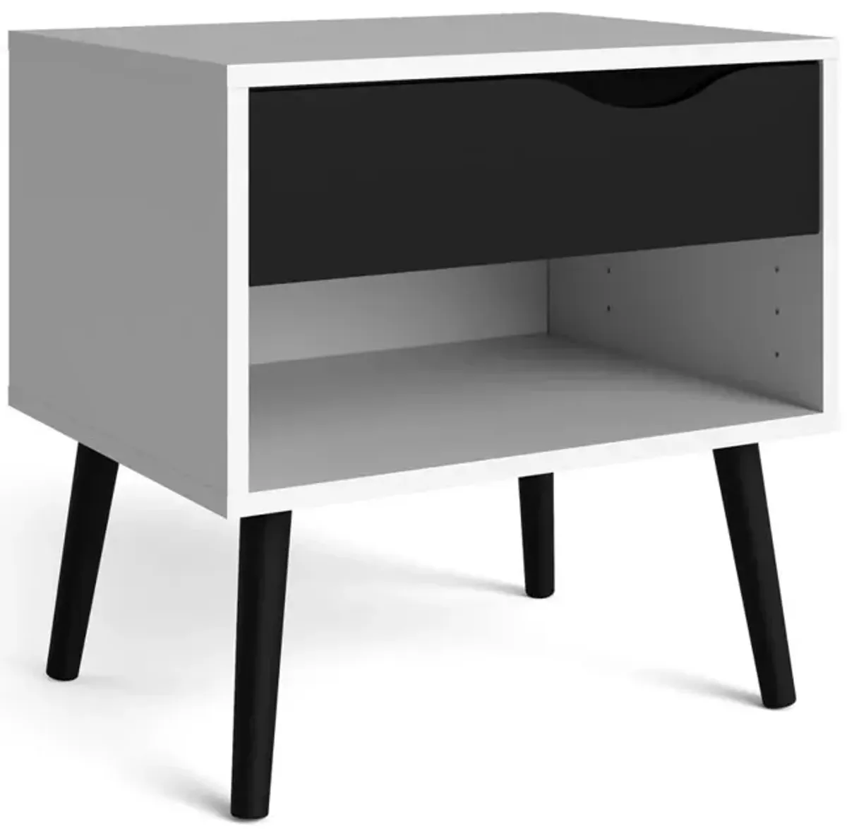 Tvilum Diana 1 Drawer Nightstand, White/Black Matte