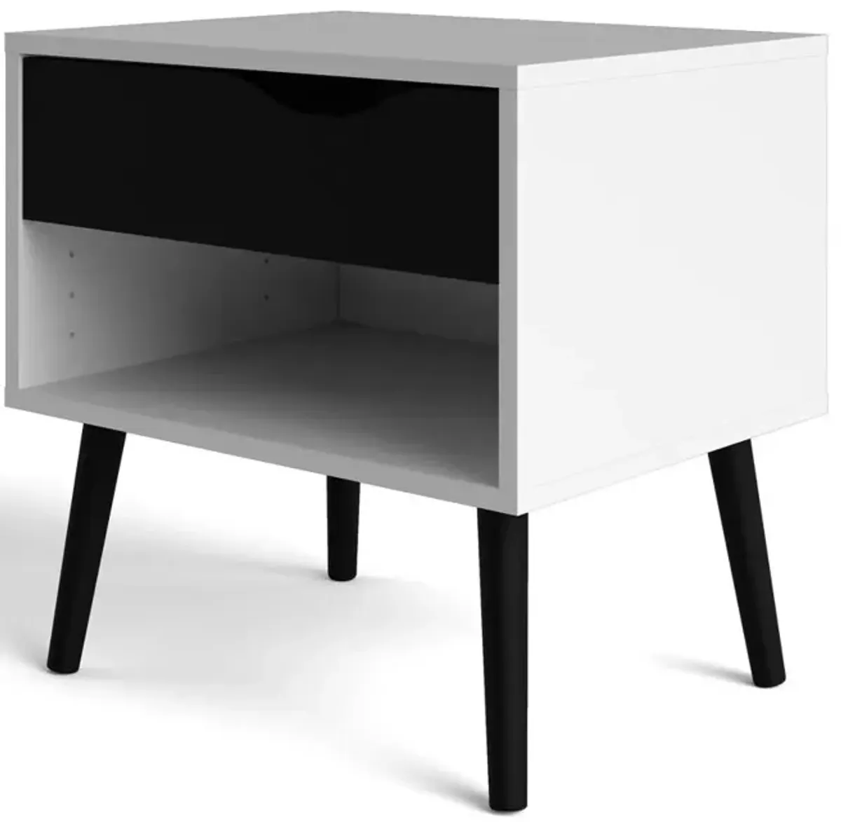 Tvilum Diana 1 Drawer Nightstand, White/Black Matte