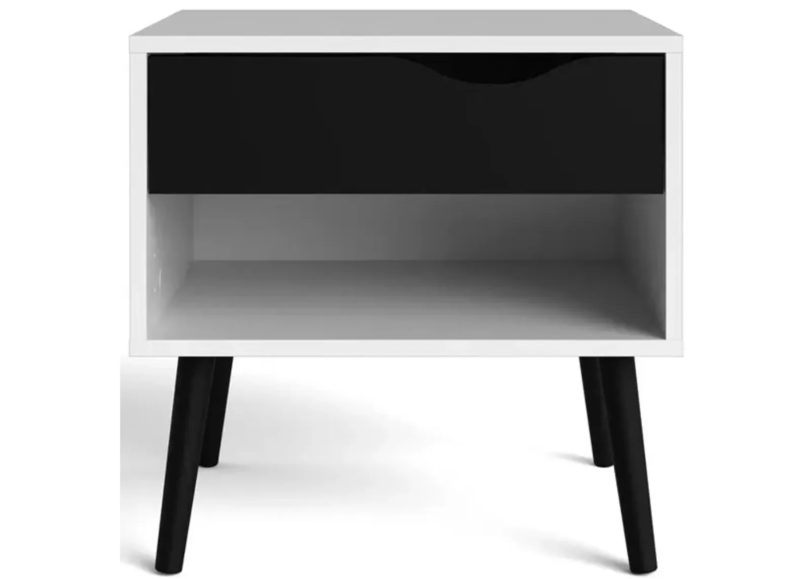 Tvilum Diana 1 Drawer Nightstand, White/Black Matte